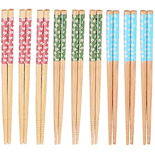 Liuer Palillos Japoneses, 15 Pares de Madera Natural Reutilizables Palillos Lavables del lavaplatos Juego de vajilla Chino de Madera con una Hermosa Caja Negra(23cm/9