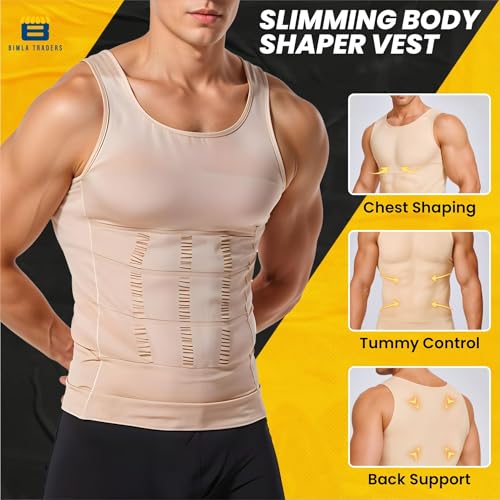 Image of Men's Slimming Body Shaper Vest | Compression Tummy Tucker for Belly Fat | Stretchable Abs Slimmer Tank Top | Corset for Gym, Workout & Weight Loss Fitness