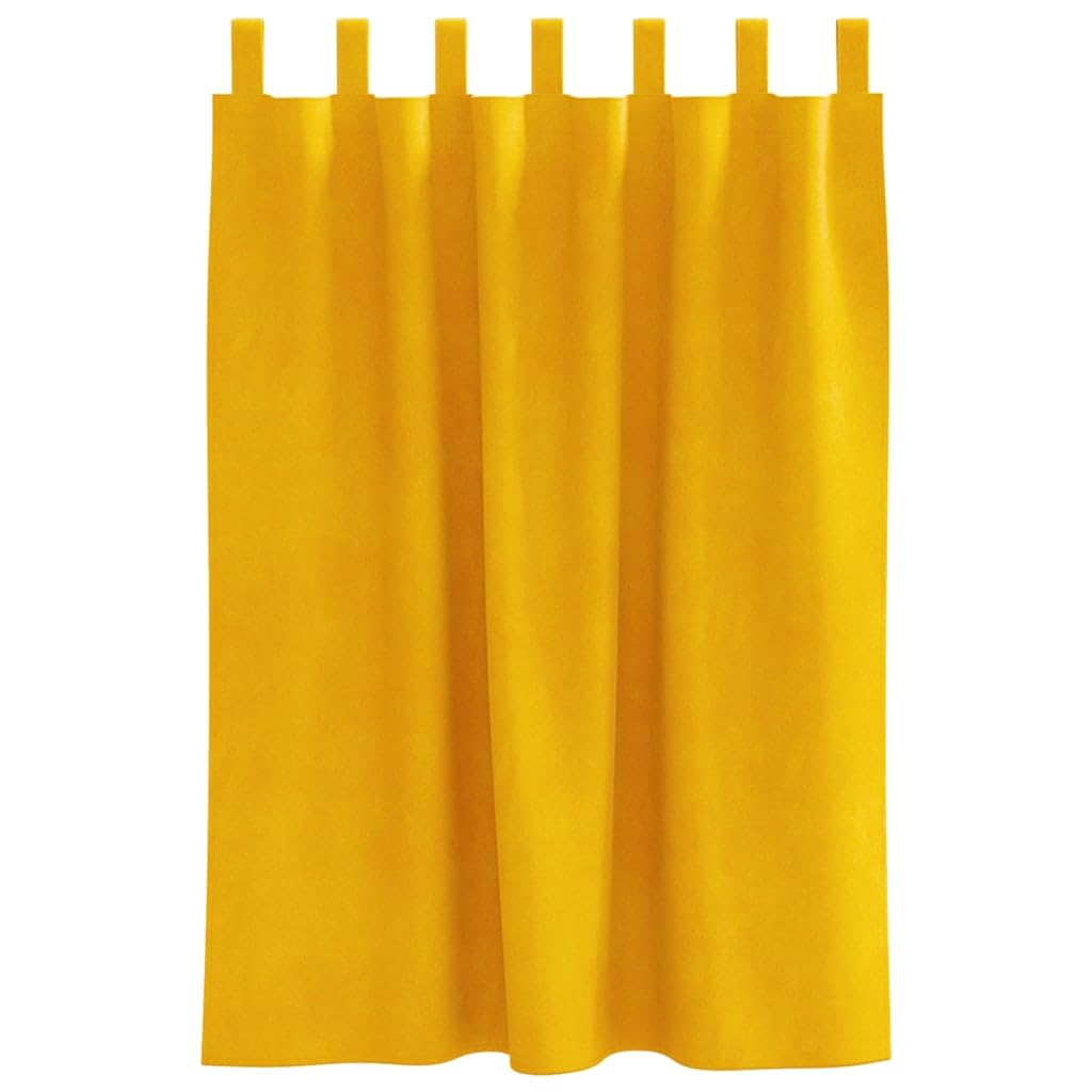 Verdunkelungsvorhänge 2er Set Senfgelb Samt, 140 x 140 cm, blickschutz Vorhang mit Stoffschlaufen, für Schlafzimmer Wohnzimmer innen, ruhige Raumstimmung durch Lichtblockierung