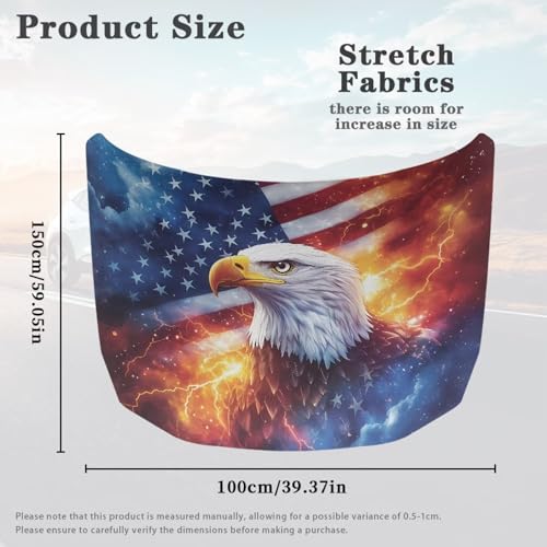 Image of Renewold Eagle American Flag Flame Car Hood Cover Protector Hood Covers for Cars Hood Wrap Blanket Women Men Automotive Exterior Accessories Decor for Most Sedan Small SUV Truck