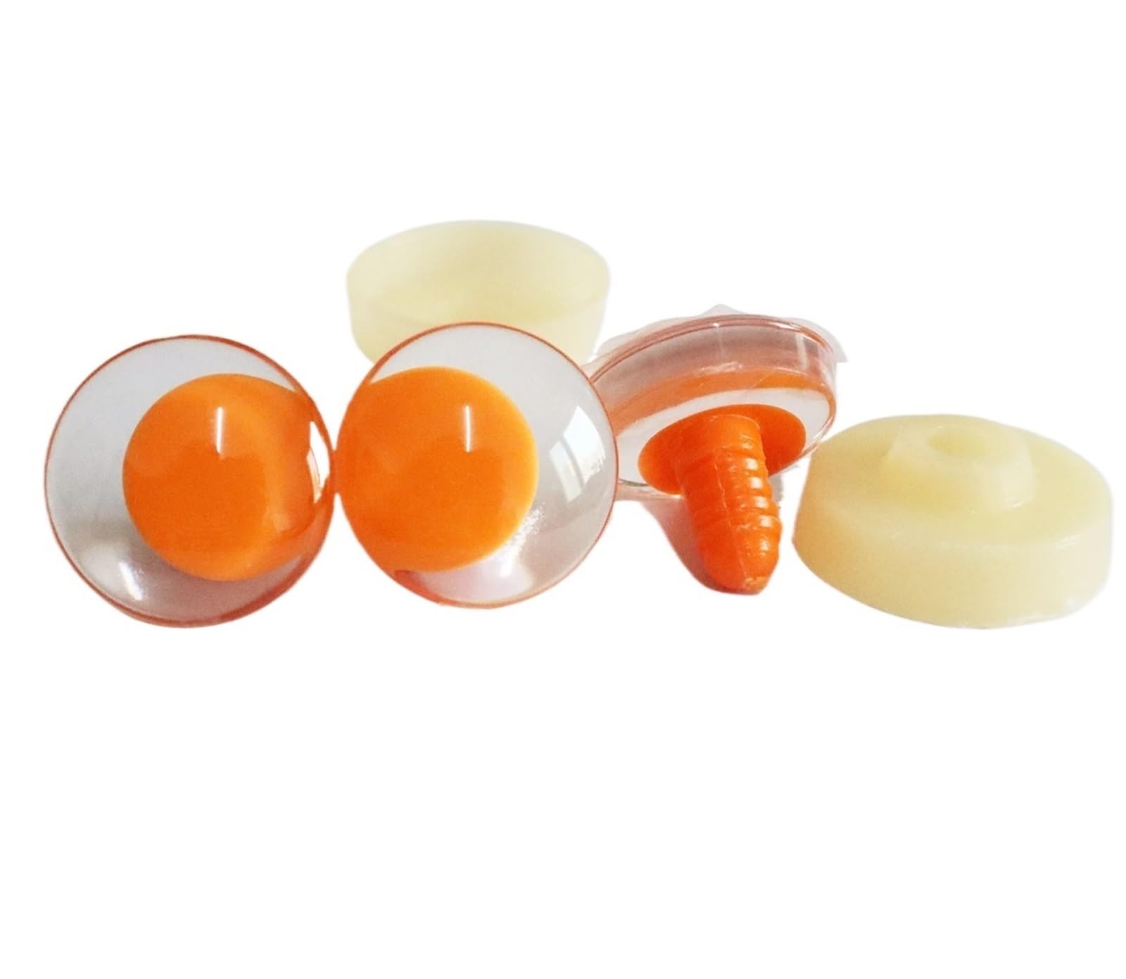 50 Stück 25 Mm 30 Mm 3D-komische Glitzeraugen Mit Unterlegscheiben for DIY-Plüschpuppen(Orange,30mm)