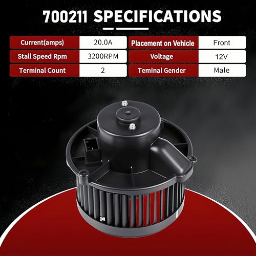 Image of Vetmor 700211 HVAC Heater Blower Motor Fan Fits for 2006-2017 Chevrolet Equinox, 2012-2015 Chevy Captiva Sport, 2010-2017 GMC Terrain, 2006-2009 Pontiac Torrent, 2008-2010 Saturn Vue, OE# GM3126140