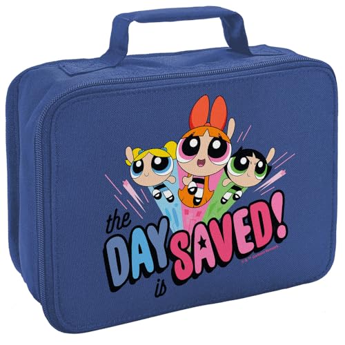 LOGOVISION Powerpuff Girls Day Saved Insulated Soft Sided Lunch Box - Reusable Lunch Bag For School Office Work, BPA Free, Royal