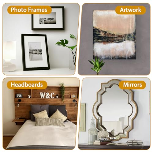 Image of 8 Pcs Flush Mount Bracket, Stainless Steel Interlocking Hanging Bracket, 54 x 30mm Heavy Duty Headboard Wall Mounting Hardware with Screws, Picture Hanging Hooks (Black & Silver)