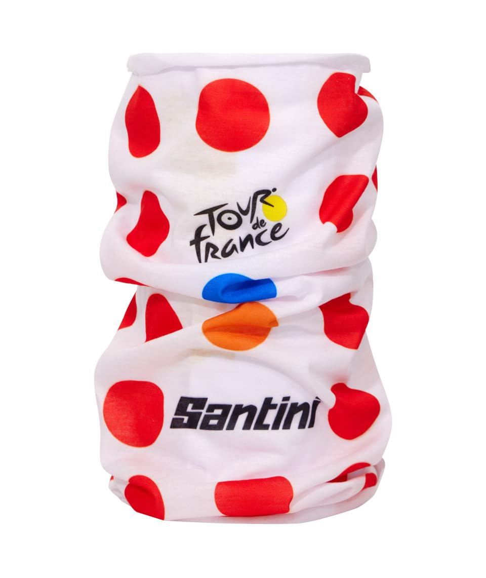 サンティーニ(Santini) Unisex Polka Dot Jersey Neck Warmer Santini Neck Warmer Tour De France - Kom