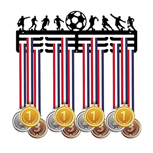 Tocwick Soporte para medallas deportivas para jugadores de fútbol, estante de medallas decorativo para colgar en la pared, 3 niveles, medallas, correr, fútbol, gimnasia Cover