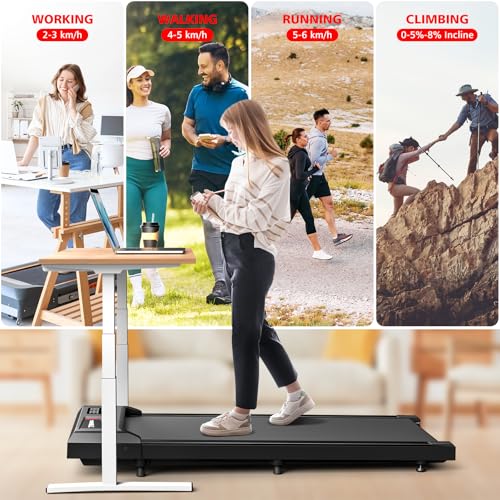 Cardirun Walking Pad Treadmill with Incline, 2 in 1 Under Desk Treadmills for Home Small, 2.5HP & 136KG Mini Portable Walking Running Machine with LED Display, Voice/App/Remote Control - Image 3