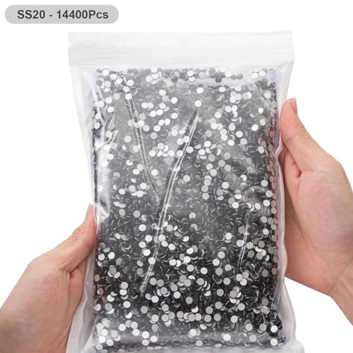 Image of Flatback Rhinestones Bulk, 14400PCS Black Rhinestones for Clothes DIY Decoration Crafts, Black, SS20, 4.6-4.8mm