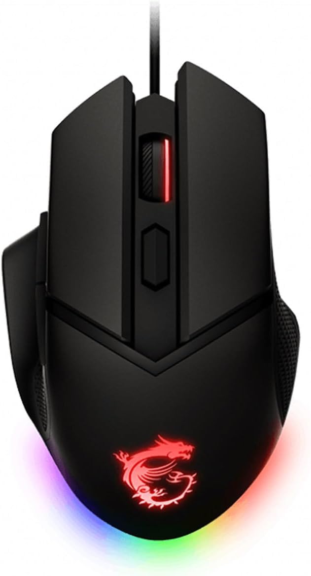 MSI Clutch GM20 Elite Gaming Mouse 6400DPI, 20M+ Click Omron Switch, Optical Sensor, Adjustable Weights, Ergonomic Right Handed Design, RGB Mystic Light