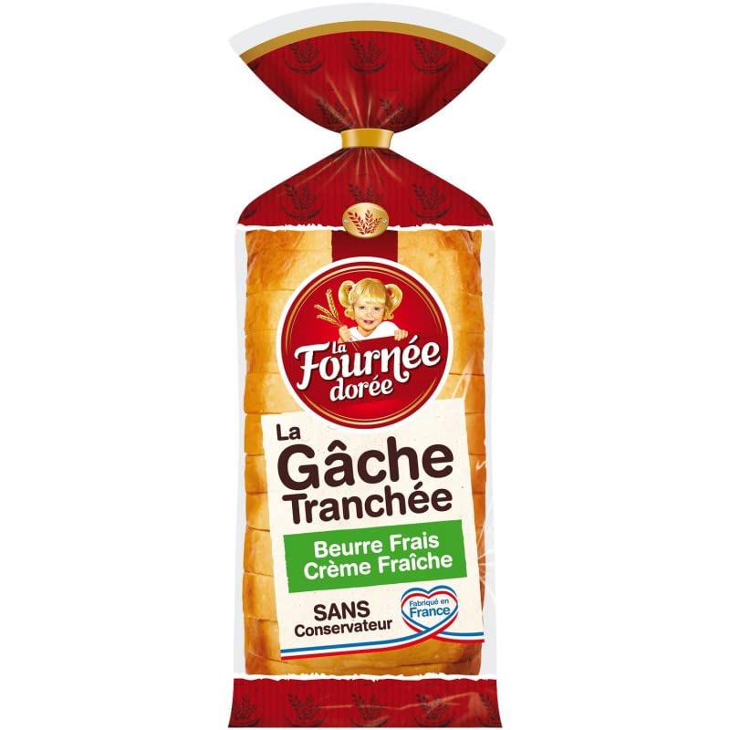 La Fournée Dorée Gâche Tranchée 500G - Savourez la tendresse de cette brioche authentique ! - Lot De 4