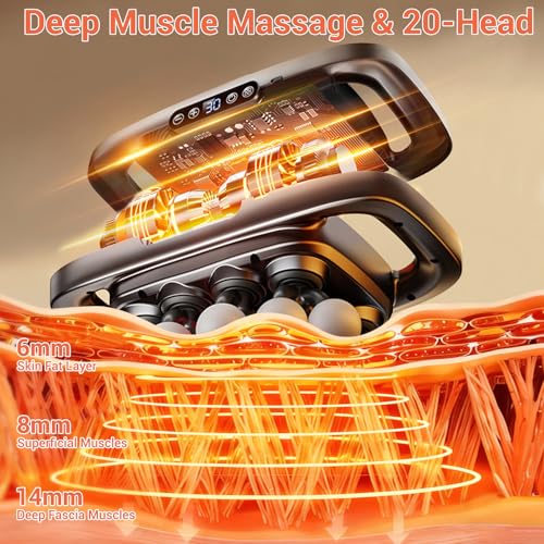 Image of 20 Head Massage Gun Deep Tissue, Handheld Back Massagers, Quiet Multi 20 Head Massage Gun for Shoulders, Neck, Legs, Portable Muscle Gun, Pain Relief, 3 Modes & 30 Intensities- Gifts for Men Women