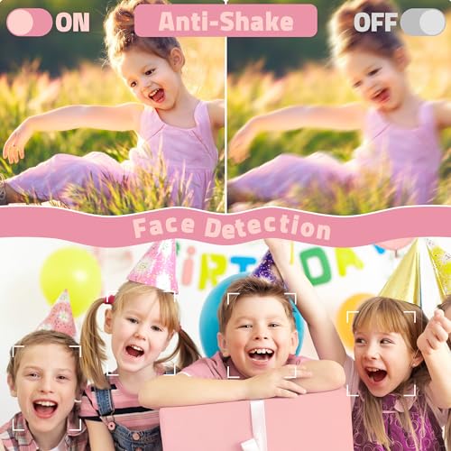Image of Digital Camera, FHD 1080P Compact Camera with 32GB Card，48MP Camera 2.4'' LCD 16X Digital Zoom for Kid Student Children Teen Girl Boy(Pink)