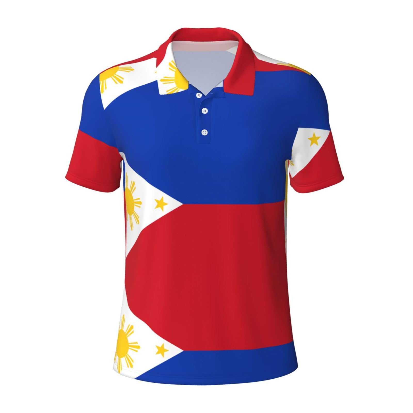 ZQYTGFDC Philippine Flag XL Polo Shirt, Breathable and Comfortable, Suitable for Men's Casual Business Occasions. Black