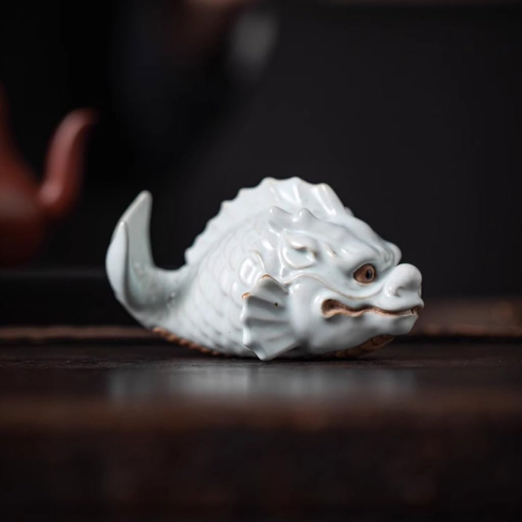 Ręcznie robiona statuetka herbata zwierzę domowe kreatywna fortuna karp przekształcony w smoka herbatę zwierzę domowe taca na herbatę dekoracja ozdoby stolik herbaciany akcesoria dla zwierząt