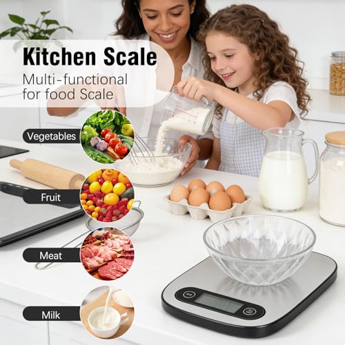 Food Scale, 11lb Kitchen Scale with 6 Units Tare Function & Backlit LCD, Precise 1g Stainless Steel Digital Scale, Hanging Design for Baking, Cooking, Healthy Eating and Meal Prep（Batteries Included） - image 4