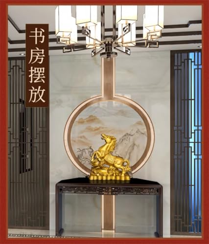 Chiński Zodiac Horse mosiężna rzeźba Feng Shui Home Office Decor Lucky Wealth Symbol do salonu Półka Wyświetlanie vintage Art Craft Ornament