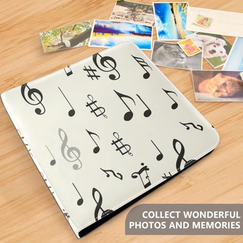 Álbum de fotos con notas musicales y anillas de 3 piezas, páginas autoadhesivas reutilizables, álbum para scrapbooking con 277 hojas fijas, para fotos familiares, de boda y vacaciones miniatura 5