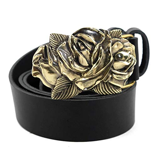 Leather belt with brass buckle Rose American Beauty, Handmade rose flower women accessories, floral brass artwork with casual leather belt2