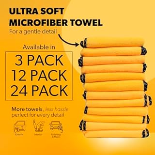 Chemical Guys Professional Grade Premium Microfiber Towels, Gold (16" x 16") (Pack of 12) - Safe for Car Wash, Home Cleaning & Pet Drying Cloths