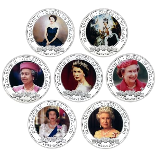 1952-2022 Queen Elizabeth II 70th Anniversary Platinum Jubilee Challenge Coin Metal Home Decoration Commemorative Coin Collection Gift (Style 5-1pcs)