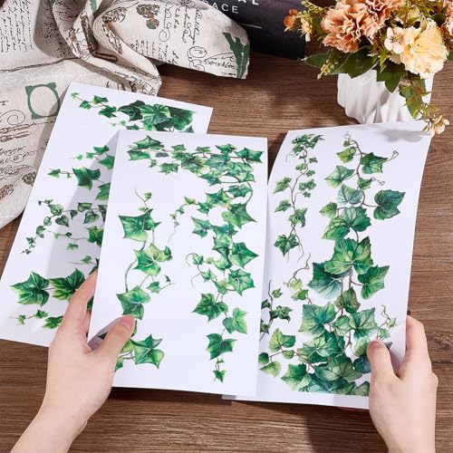 OLYCRAFT 3pcs/Set Green Leaf Rub on Transfers for Furniture 15x30cm Transfer Stickers with Ivy PVC Waterproof Decorative Stickers Wall Art Decals for Bedroom Living Room Decoration - Image 3