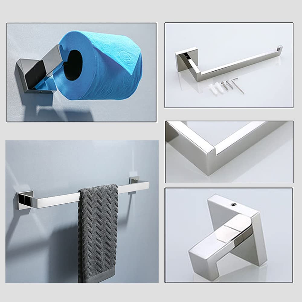 Toalleros, toallero para baño, Juegos de Accesorios de baño de Acero Inoxidable, Gancho para Bata, toallero, Soporte para Papel higiénico, Juegos de Accesorios de baño/Estante para Toallas de