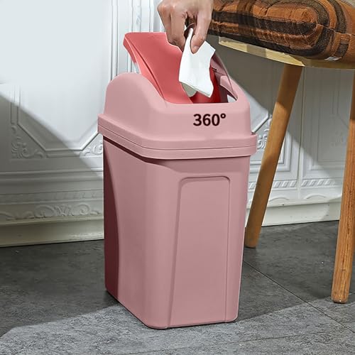 Bote de basura pequeño rosa 5.5 gal con tapa abatible miniatura 6