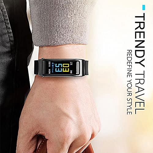 Schermo a colori da 0,96 pollici 2 in 1 Auricolare Bluetooth Braccialetto intelligente Vivavoce Braccialetto Orologio intelligente Auricolare Cardiofrequenzimetro Fitness Tracker per Android iOS Black