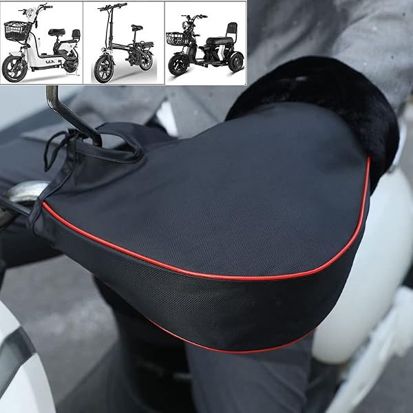 Universal Motorcycle Handlebar Muffs, Winter Compatible Snowmobile Hand Warmers Protective Waterproof Riding Gloves Scooter Handlebar Thermal Gloves with Reflective Stripes, Lake Blue by Generic - Used condition - Image 4
