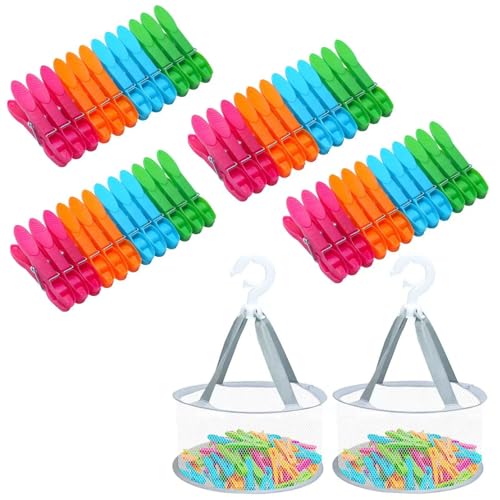 48 Piezas Pinzas para la Ropa,Pinzas para Ropa de plástico de Colores con 2 Cesta,Resistentes al Viento Pinzas Antideslizantes para tendederos o tendederos