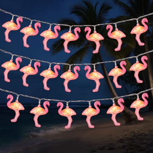 LQTSLFM Guirlande Lumineuse Flamant Rose, 3M 20 LEDs Guirlande Lumineuse Flamant, Guirlandes Lumineuses Tropicale d'été, pour Fête Hawaïenne, Fête...