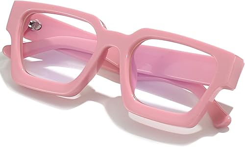 Miniatura 1 de AIEYEZO Gafas cuadradas de marco grueso para mujeres y hombres, gafas de luz azul, modernas y elegantes para computadora (rosa)