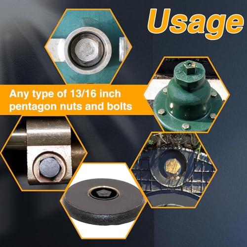 Image of EVRBUL 13 /16 inch Penta Socket with 1 /2 inch Drive Stainless Steel Pentagon Socket Tool for Pentagonal Nuts and Bolts (Pack of 2)