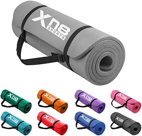 Xn8 Yoga Mat 15mm Thick NBR Exercise Mat with Carrying Strap Non-Slip Yoga Mats for Women Men Pilates Aerobic Gymnastics Fitness Sit Ups Planks Gym Home Workout Mat 61x20x1.5 cm