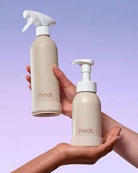 Neat Eco-Friendly Foaming Hand Wash Discovery Kit (Stone Refillable Handwash Dispenser 300ml + 4 Hand Soap Refills) Dermatologically Approved for Sensitive Skin - Liquid Soap Set for Home & Workplace