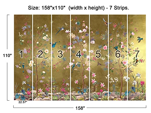 Cliouar-Wall Mural Wallpaper For Bedroom Living Room Wallpaper 3D Wallpaper Decoration Flowers And Birds Wallpaper 158"X110"(Not Self-Adhesive) #TOP5