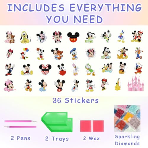 Fuinkqe 36 Pcs Diamond Stickers for Kids,Cartoon Diamond Art Stickers for Boys and Girls Ages 6-8-10-12,Easy 5D DIY Creative Diamond Stickers Art Crafts for Beginners by Fuinkqe - Used condition - Image 7