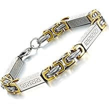 Urban Jewelry Impressive Mens Stainless Steel Bracelet Byzantine Chain, Gold Silver, 9 Inch