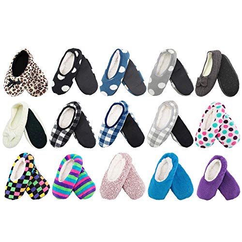 BambooMN 1 Pair Adult Size Medium Fuzzy Cozy Plush Home Travel Non-Skid Slippers Slip-On2
