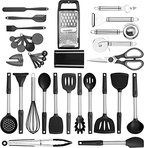 35 Pcs Kithcen Utensils Set Cooking Utensils Set With Holder Silicone And Stainless Steel Utensils Set Kitchen Tool Set,Baking Set Kitchen Set Kitchen Gadgets Kitchen Tools Cookware Set #TOP7