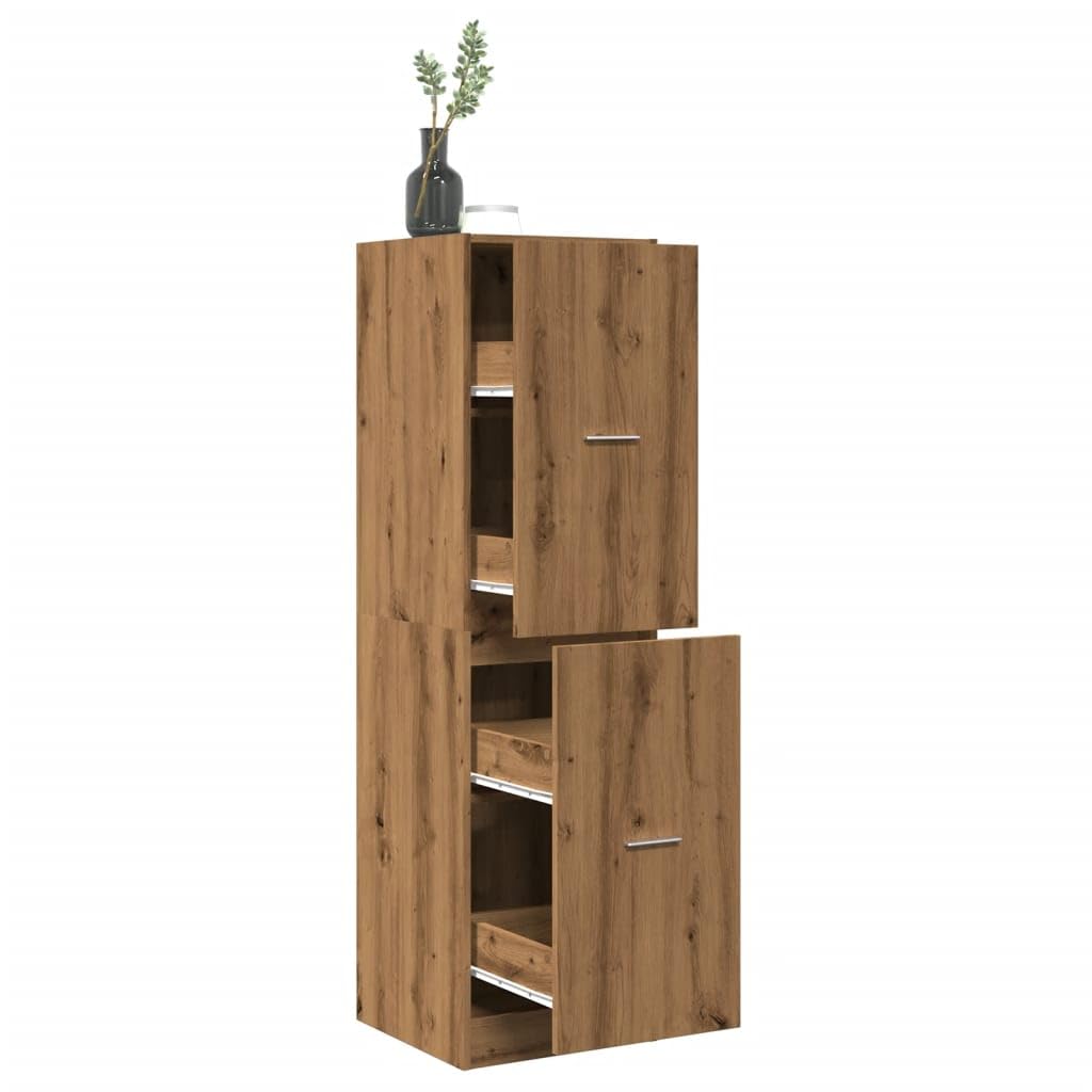 Armoire à pharmacie en chêne Artisan - 40 x 41 x 144,5 cm - Avec 4 tiroirs - Polyvalente pour le rangement, l'ordre, le rangement - Verrouillable - Idéal pour la cuisine, le bureau, le salon