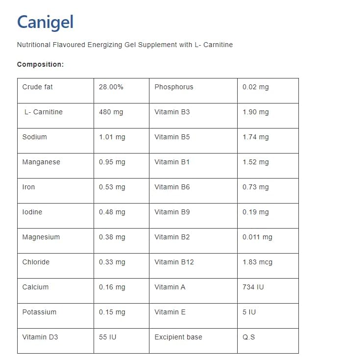 l carnitine for dogs dosage chart Canigel Paste for Dogs | Multivitamin for Dog | Puppies and Kittens | Helps  in Building Muscle Mass