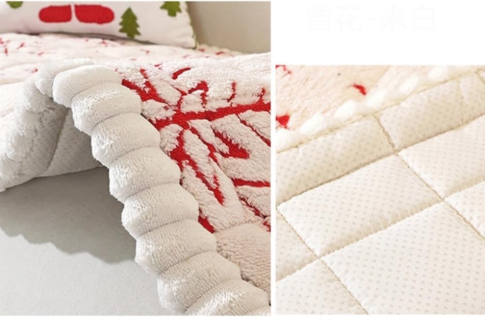 Przytulny 3-osobowy pokrowiec na sofę w kształcie czerwonego płatka śniegu z otomaną grubą pluszową antypoślizgową tkaniną, miękki w dotyku, przyjazny dla zwierząt, 70 x 70 cm, zimowa dekoracja domu