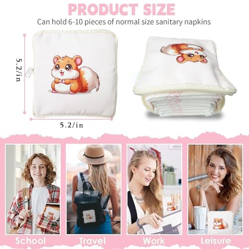 Image of Squirrel Period Bags for Teen Girls,Wish Sanitary Pad Storage Bag Portable Period Bag for Pads /Sanitary Napkins,Sanitary Napkin Storage Bag First Period Gifts for Teen Girls, Set of 4