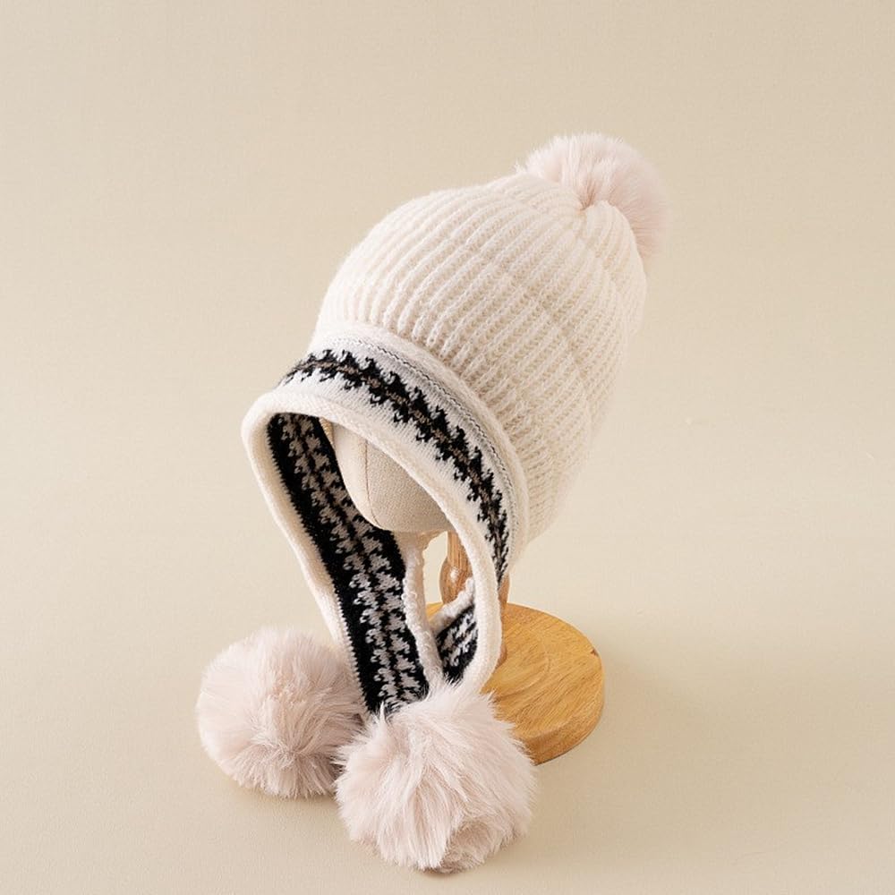 XYX Winter Warm Elastic Soft Ear Protection Knitted Sherpa Ski Hats Fleece Lined Peruvian Cover Ears Beanie Hat - Image 3