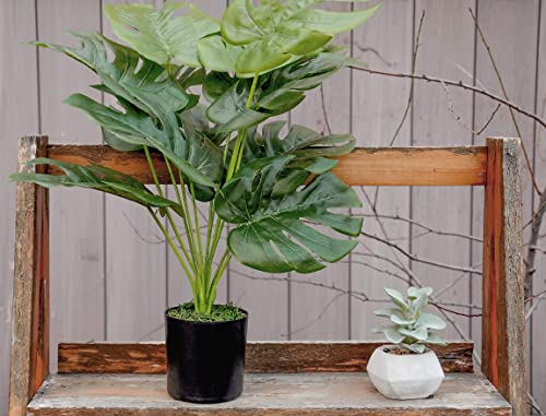 Toopify 19" Large Fake Plants Artificial Palm Tree in Pot for Indoor and Outdoor Home Office Decor - Thumbnail 7