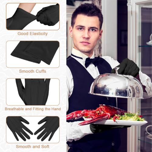 Aomig Handschuhe Damen Herren Kostüm-Handschuhe Zubehör Etiquette-Genähte Handschuhe & Fäustlinge für Formelle Smokings Karneval Weihnachten Polizei Parade Maskerade Cosplay Schmuckinspektion(Schwarz)