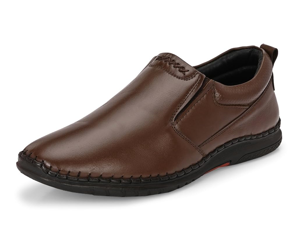 Genuine Leather Slip On Moccasin Formal Shoes for Men | Stitched Sole for Extra Durability-image-35