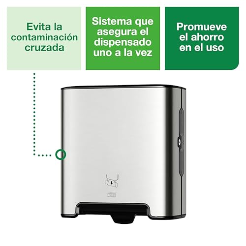 Miniatura 3 de Tork Matic 461002 - Dispensador de rollos de toalla de mano de acero inoxidable H1, dispensador de uno a la vez, rango de imágenes, 461002
