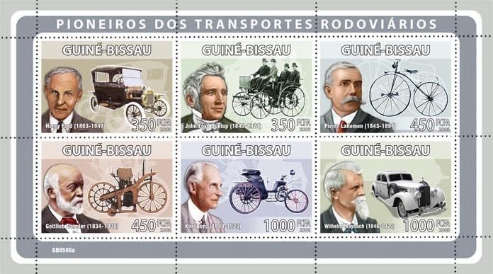 Guinea Bissau 2008 Transports Cars Henry Ford John Loyd Dunlap Karl Benz Stamps M/S MNH